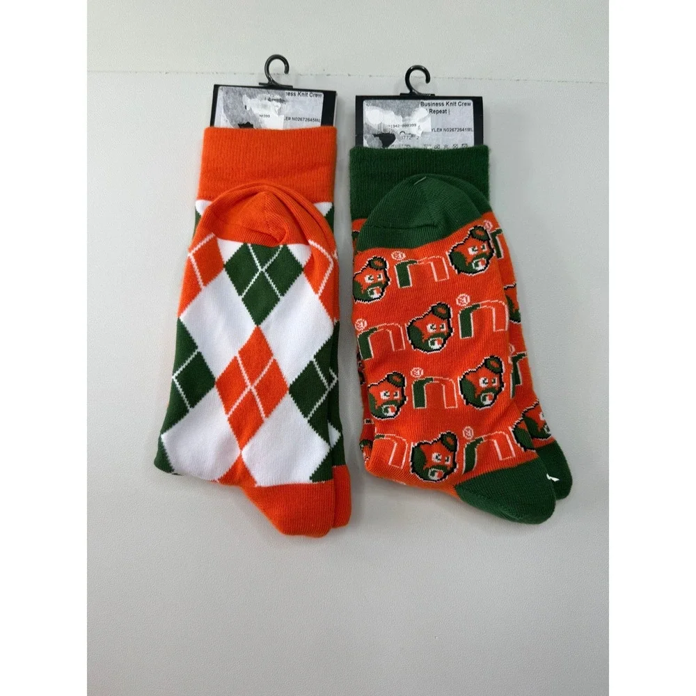 Strideline Miami Hurricanes Business Casual Socks 2 Pairs Sebastian M/L NEW